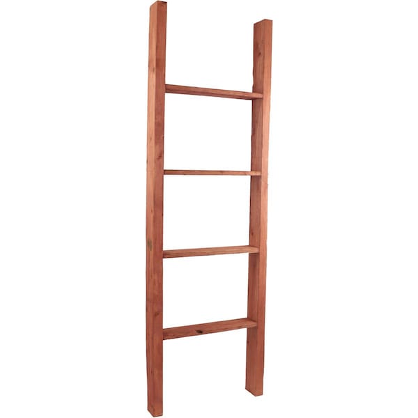 Ekena Millwork 19"W x 60"H x 3 1/2"D Vintage Farmhouse 4 Rung Ladder, Barnwood Decor Collection, Salvage Red DECR019X060X04LDRRD - main
